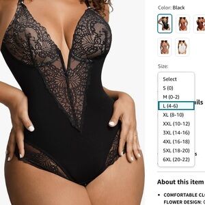 Popilush Lace Deep-V Neck Bodysuits  - Black (L) NEW WITHOUT TAG